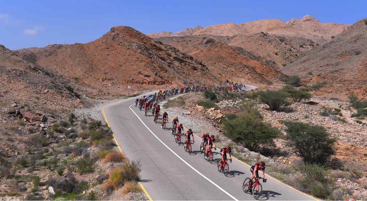 Cycling: 8th Tour of Oman 2017 / Stage 6 Ben HERMANS (BEL) Red Leader Jersey/ Team BMC Racing Team (USA)/ Landscape / Peloton / Mountains /  The Wave Muscat -  Matrah Corniche (130,5km) / © Tim De Waele